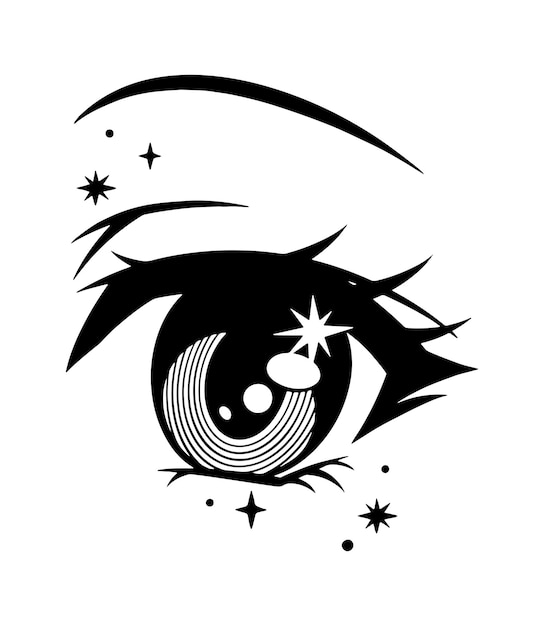 Cute anime girl eye illustrazione vettoriale