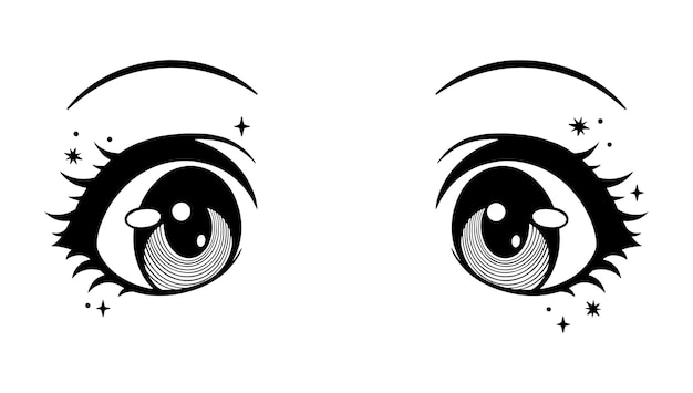 Cute anime girl eyes Vector illustration