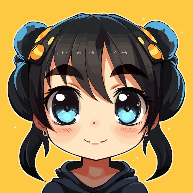 Cute anime girl kawaii vector