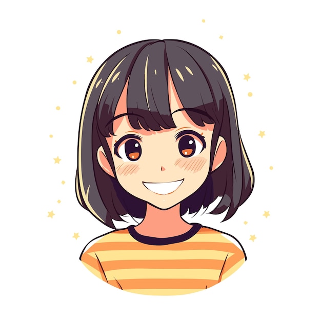 Vector cute anime girl kawaii vector