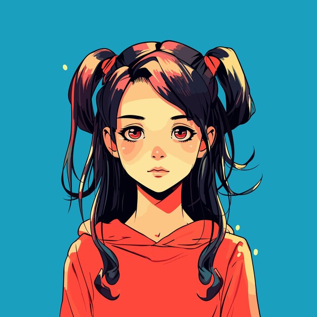 Vector cute anime girl kawaii vector