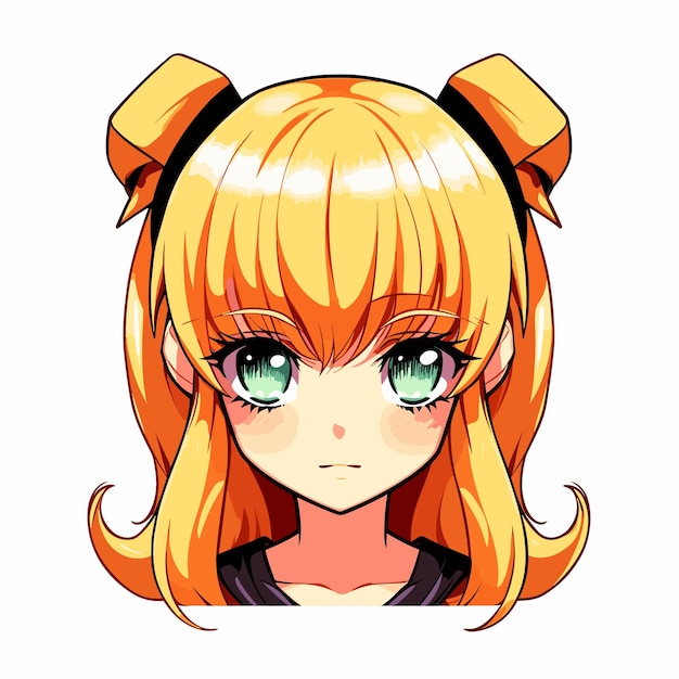 Cute anime girl kawaii vector