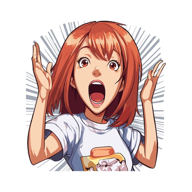 cute anime girl screaming clipart white background