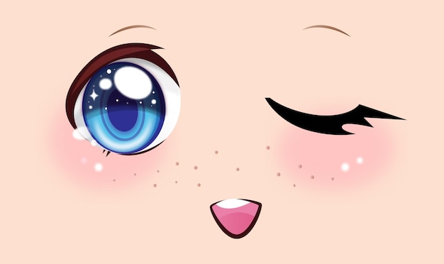 Vector cute anime girls eyes. manga face expressions. vector illustration.