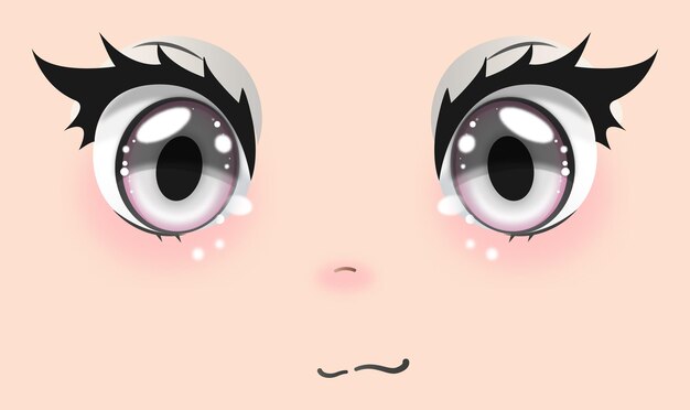 Manga Expression. Anime Girl Facial Expressions. Eyes, Mouth And Nose,  Eyebrows In Japanese Style. Manga Woman Emotions Cartoon Vector Set.  Illustration Character Manga Facial Girl, Cute Expression Royalty Free SVG,  Cliparts, Vectors