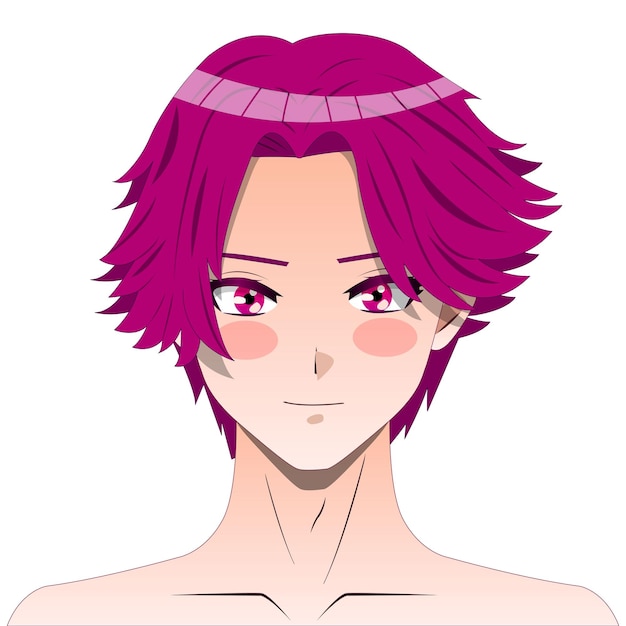 Vector cute anime guy smiling