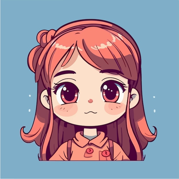 Cute anime kawaii girl cartoon character with vector illustration