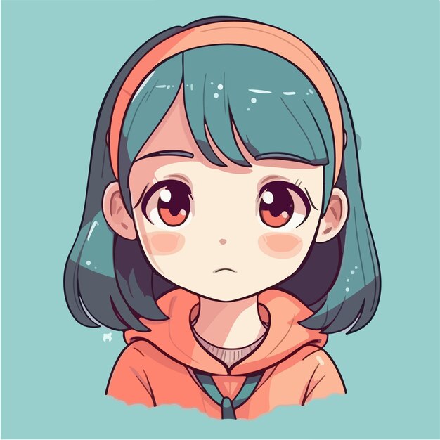 Cute anime kawaii girl cartoon character with vector illustration