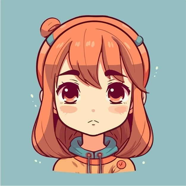 Cute anime kawaii girl cartoon character with vector illustration