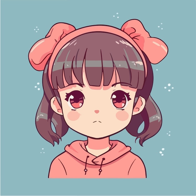 アニメ『カワイイガール』のカートゥーンキャラクターベクトルイラスト