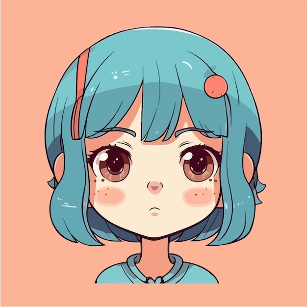 ベクトル イラストかわいいアニメかわいい女の子漫画のキャラクター