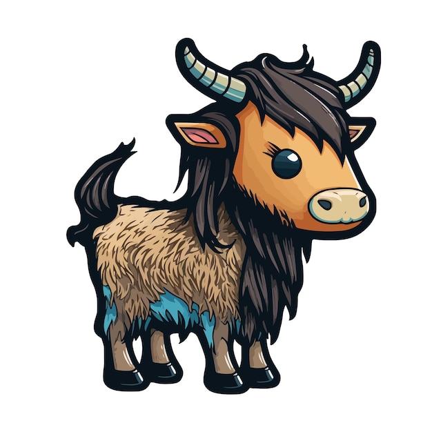 Cute anoa cartoon style