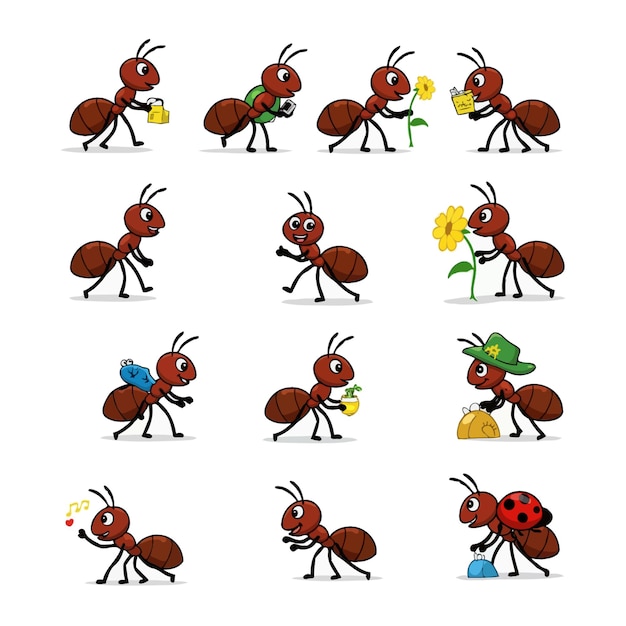 Cute Ant Cartoon Characters