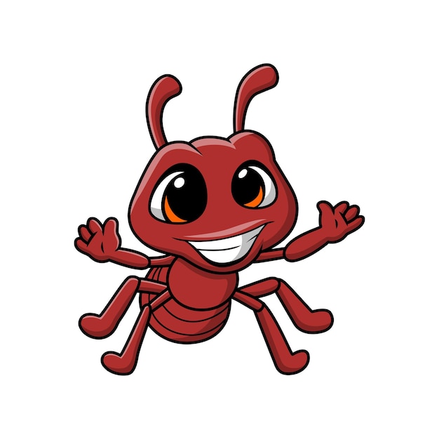 Vettore simpatico cartone animato di formica su sfondo bianco