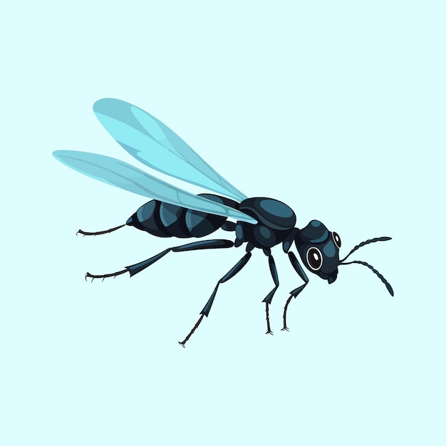 cute ant flying cartoon vector icon illustration