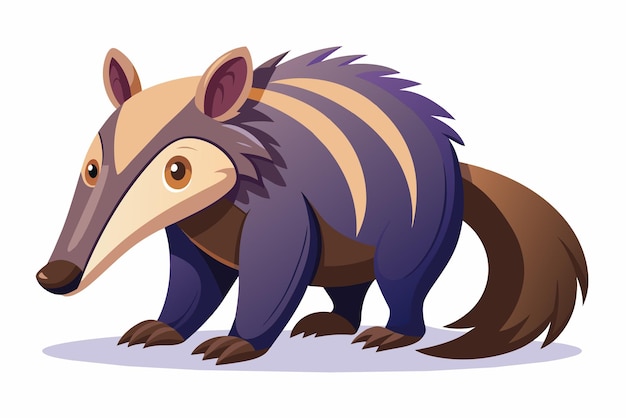 Vettore cute anteater snuffling gradient illustration in white background