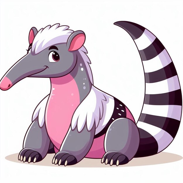 Vector cute anteater vector cartoon illustration