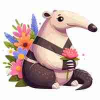 Vector cute anteater vector cartoon illustration