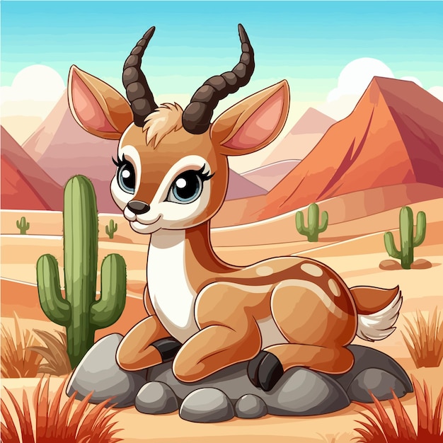 Cute Antelope Vector Cartoon illustration