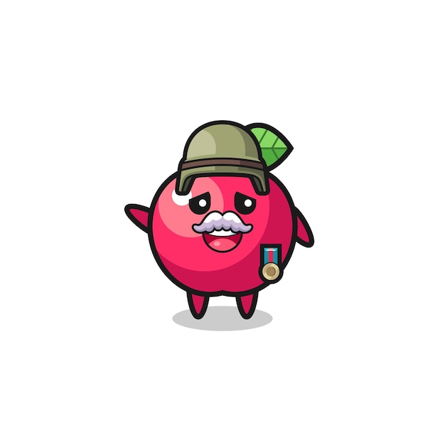 Cute apple as veteran cartoon , cute design