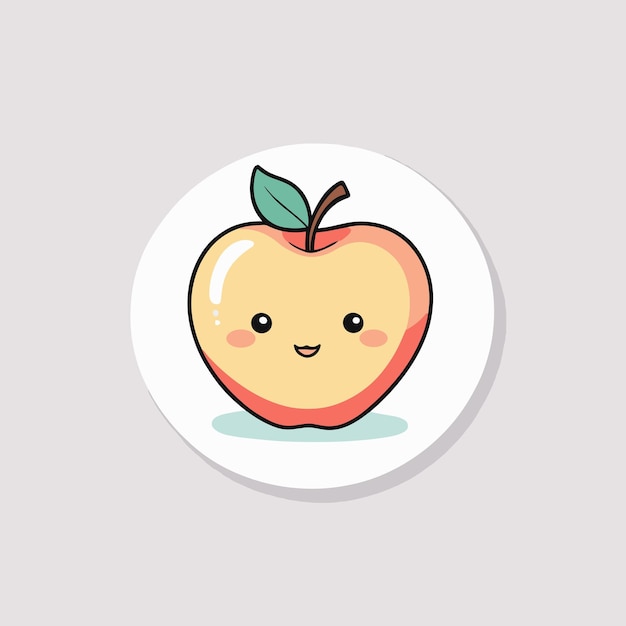 Cute Apple cartoon illustration kawaii sticker design