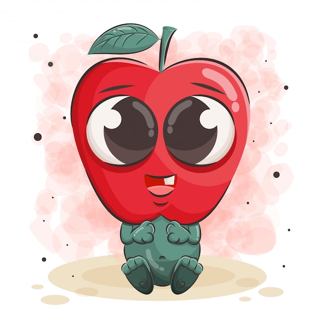 Vector cute apple cartoon illustration