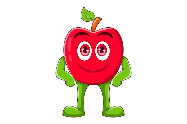 Vector cute apple character design illustration
