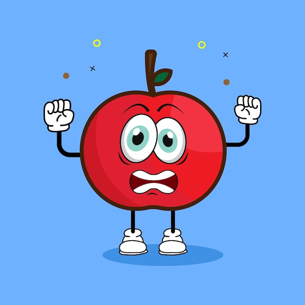 Cute apple character with an excited face