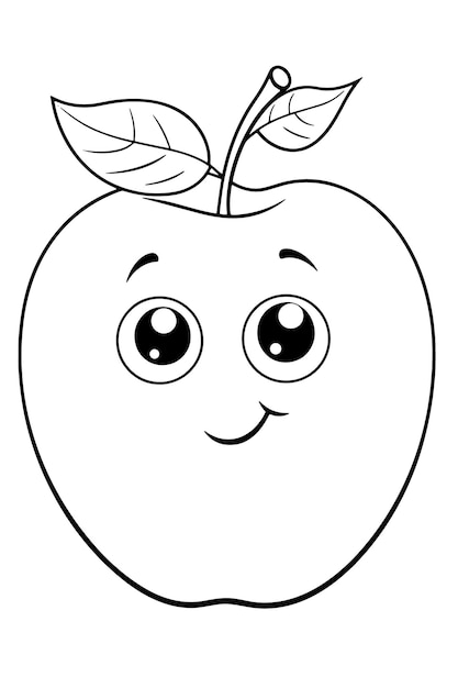 Premium Vector | Cute apple coloring page