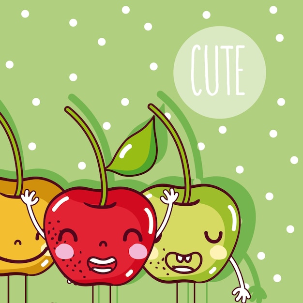 Cute apple friends fruits cartoons