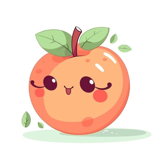 Vector cute apple in kawaii style vector illustration