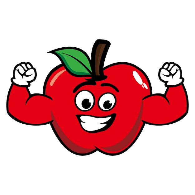 Cute apple mascot design character Isolated on a white background