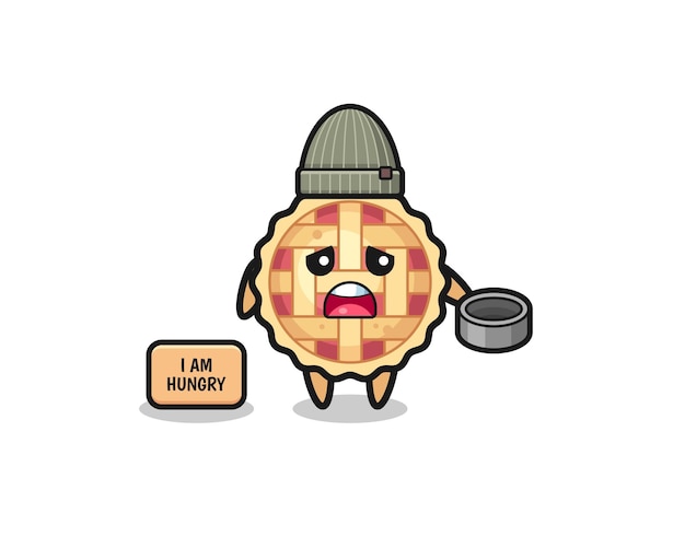 Cute apple pie beggar cartoon character