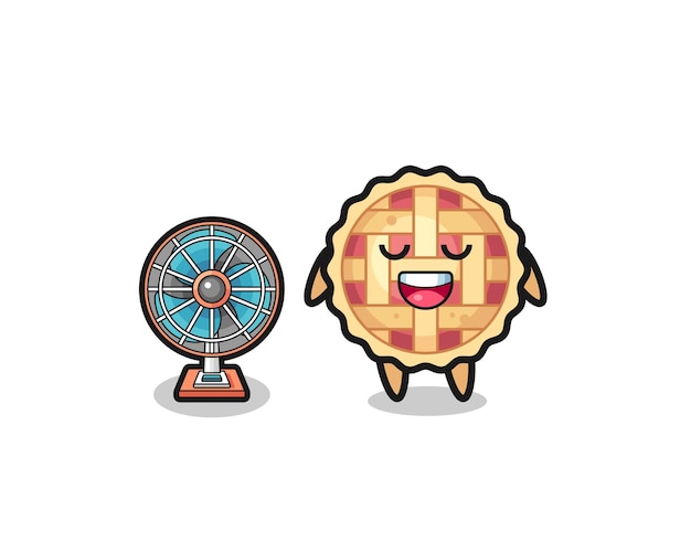 Cute apple pie is standing in front of the fan