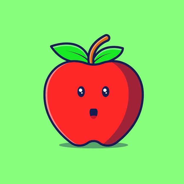 Cute apple smile cartoon illustration isolated background