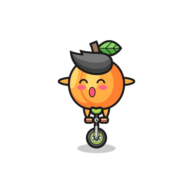 The cute apricot character is riding a circus bike , cute style design for t shirt, sticker, logo element