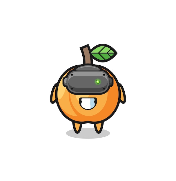 Cute apricot using VR headset cute design