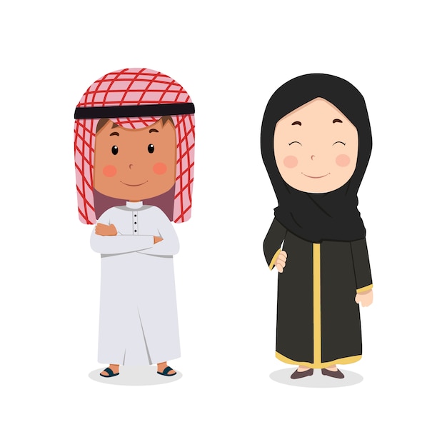 Cute arabian children characters