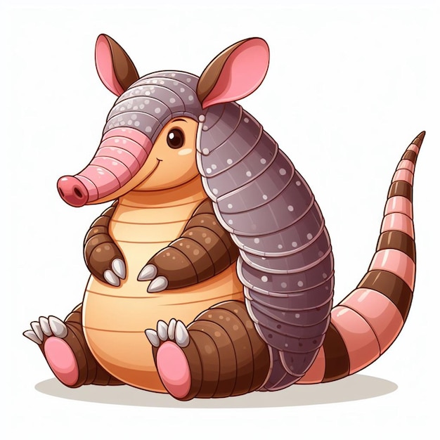 Cute armadillo vector cartoon illustration