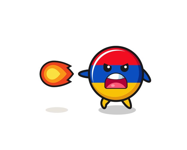 Cute armenia flag mascot is shooting fire power