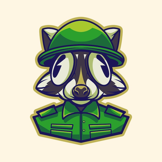 cute army skunk character vector