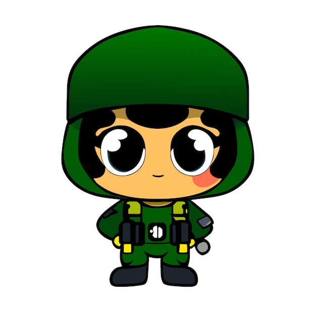 Vector cute army soldier helmet military hand drawn flat stylish cartoon sticker icon concept isolated