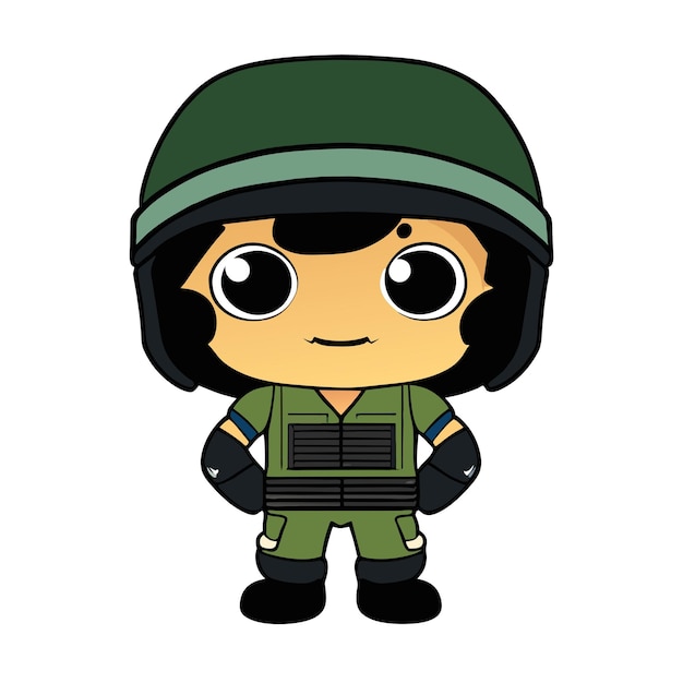 Vettore cucino casco soldato dell'esercito militare disegnato a mano piatto elegante adesivo cartone animato icona concetto isolato