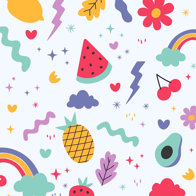 Vector cute art background with fruit element