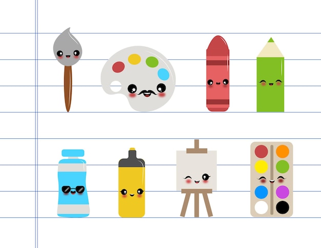 Premium Vector  Cute art supplies