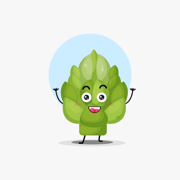 Vector cute artichoke vegetable character laughing happily