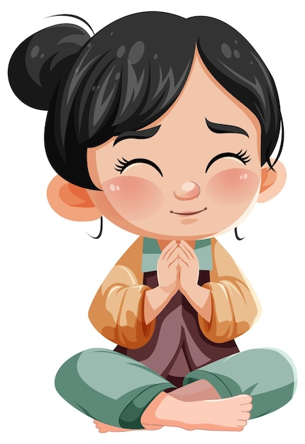 cute asian cartoon character with smiley face cit on the floor m