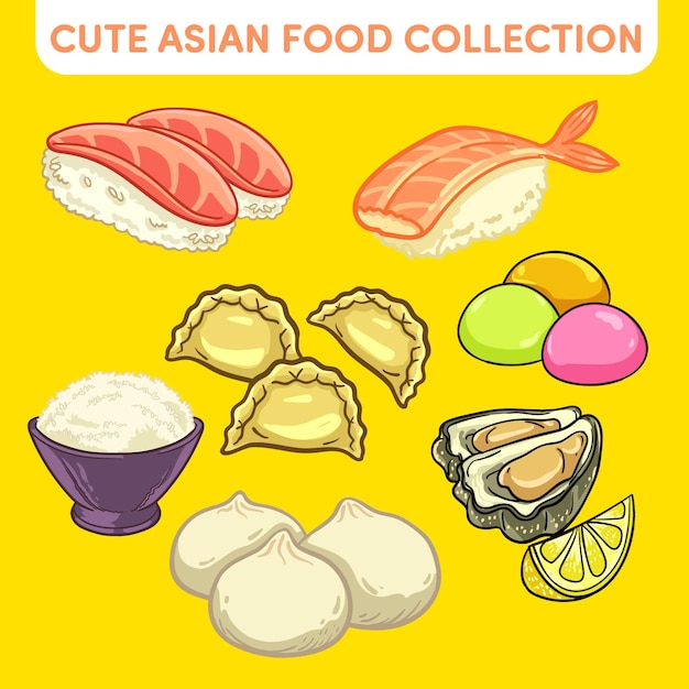 Cute asian food vector collection