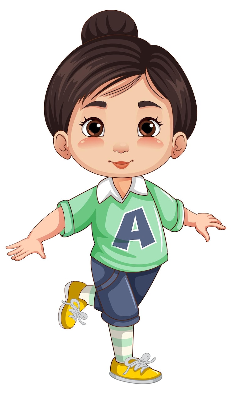वेक्टर cute asian girl cartoon character