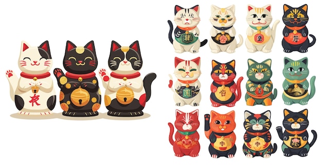 Cute asian maneki neko cats